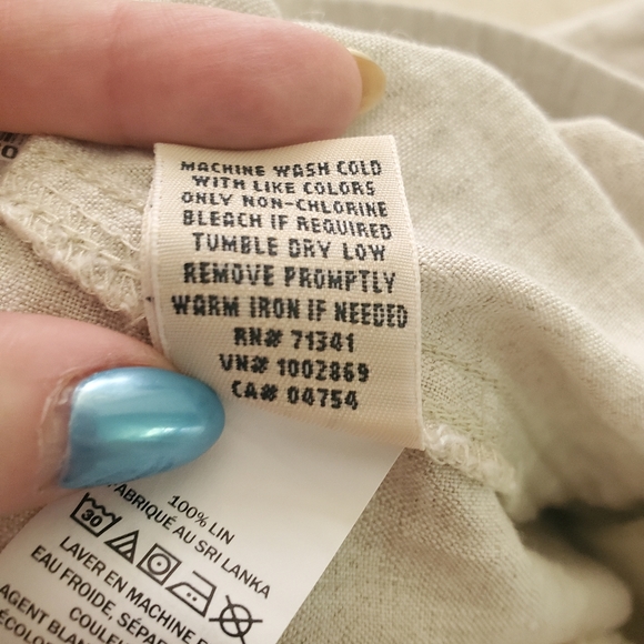 L.L. Bean Premium Washable Natural Oatmeal Linen Wide Leg Pull-On Pants 18 - Picture 7 of 9